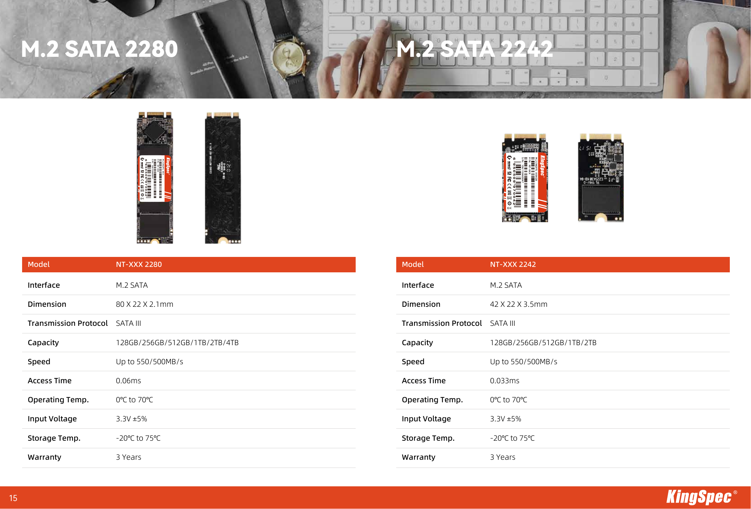 KingSpec M.2 SATA SSD 2280/2242 (128GB-4TB)