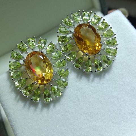 Citrine and Peridot Statement Earrings, Jewelry & Accessories from Taizhou, China - Lanmao Jewelry — Taizhou Huihuan International Trading Co., Ltd.