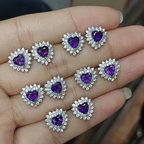 Amethyst Heart Earrings, Jewelry & Accessories from Taizhou, China - Lanmao Jewelry — Taizhou Huihuan International Trading Co., Ltd.