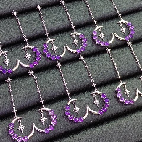 Amethyst Stars and Moon Earrings, Jewelry & Accessories from Taizhou, China - Lanmao Jewelry — Taizhou Huihuan International Trading Co., Ltd.