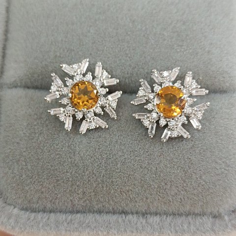 Citrine Snowflake Earrings, Jewelry & Accessories from Taizhou, China - Lanmao Jewelry — Taizhou Huihuan International Trading Co., Ltd.