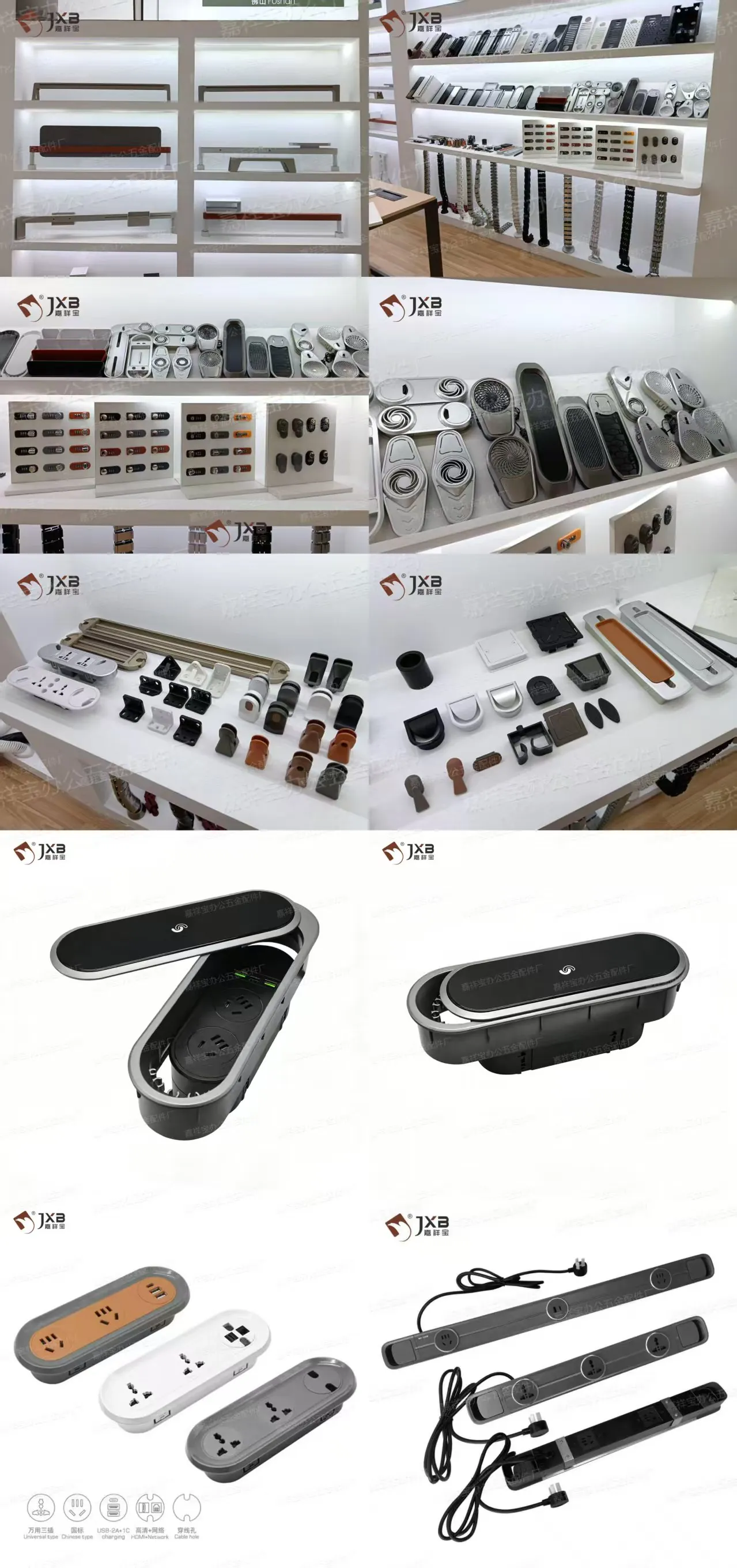JX8 Jiaxiangbao Pneumatic Lifting Desk Socket, Recessed Pop-up Power Strip for Office Desk with Wireless Charging, USB-C, Universal AC Outlets, Grey, Desk Sockets / Desktop Power Strips from Taizhou, China - TaiZhou Huihuan International Trading Co., Ltd. - view 3