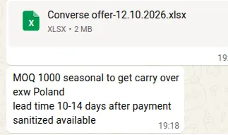 优质货源直供:Converse (匡威) 全品类批发(波兰EXW / 10-14天极速交期 / 1000件起订)
